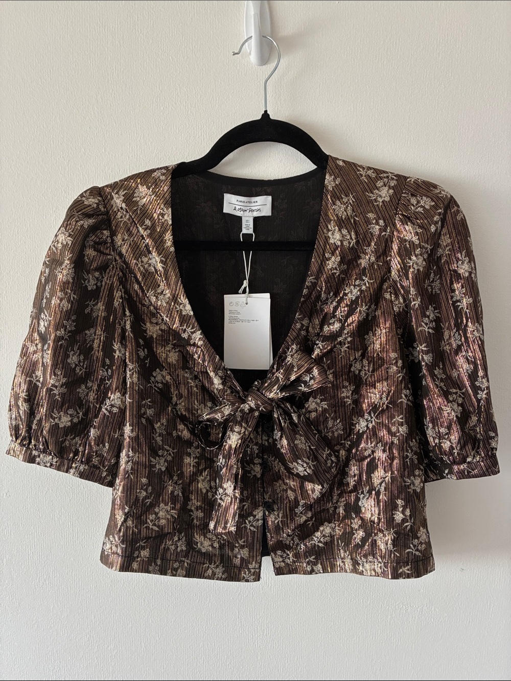 & Other Stories Metallic Cropped Blouse